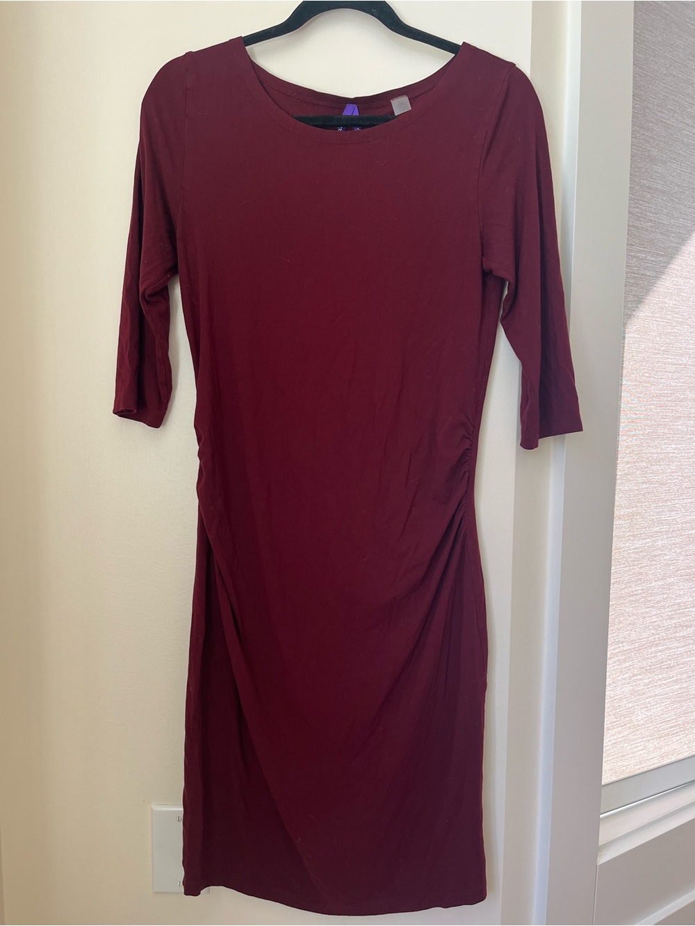 Maternity Women's Seraphine Maroon Dress Classic Scoop Neck